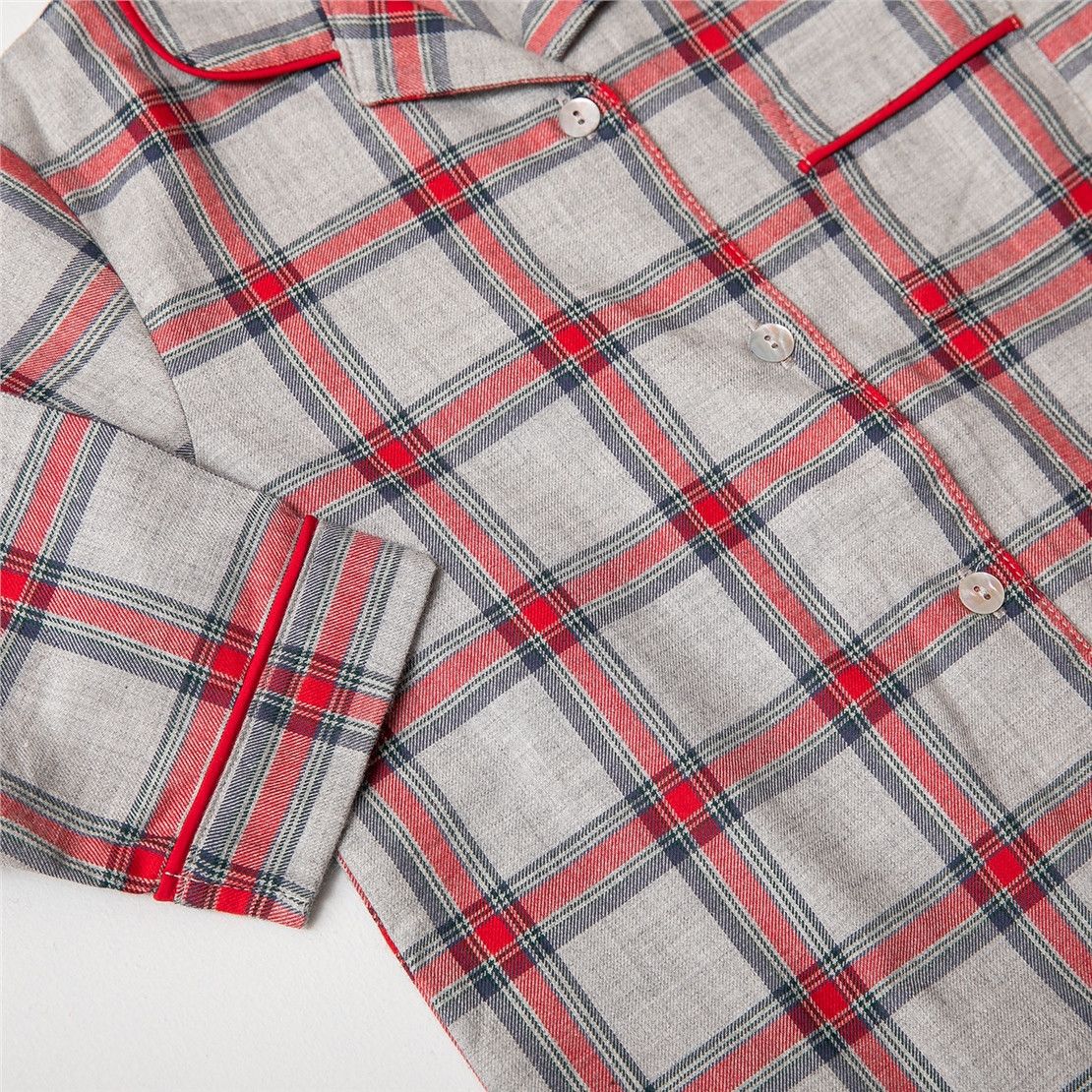 Детская пижама-рубашка для девочки в красную клетку 1-2, 3-4 года
