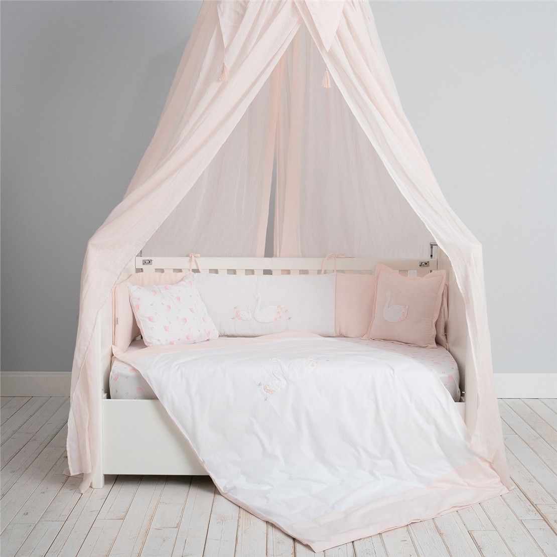 Бортик для дитячого ліжечка 30*210 Swan рожевий