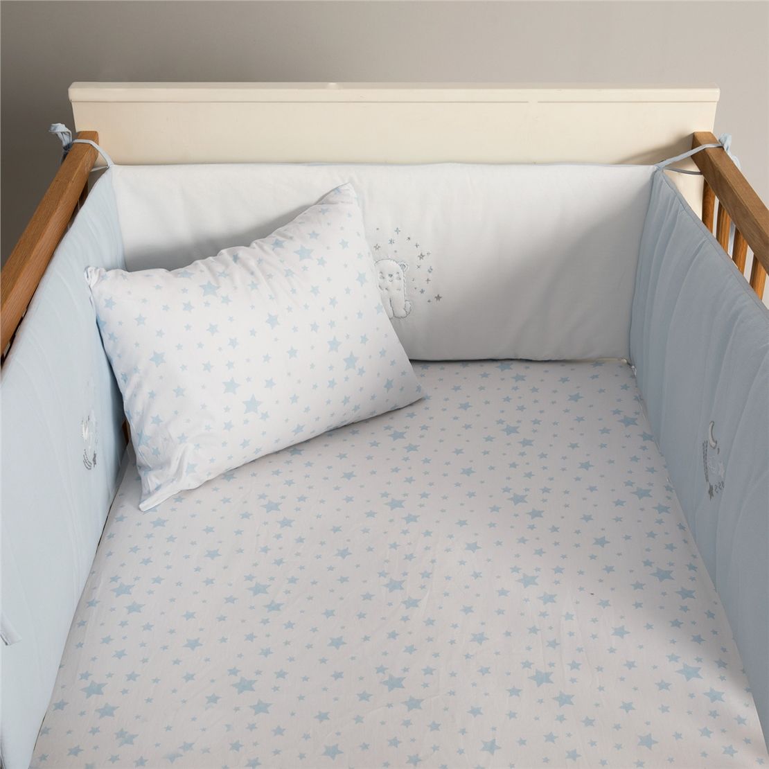 Бортик для дитячого ліжечка 30*210 North Star, біло-блакитний