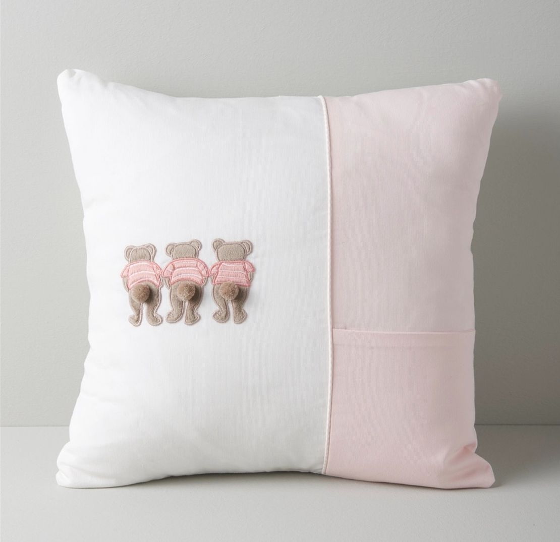 Декоративна подушка дитяча 3D аплікація 40 * 40 Bear3 рожева