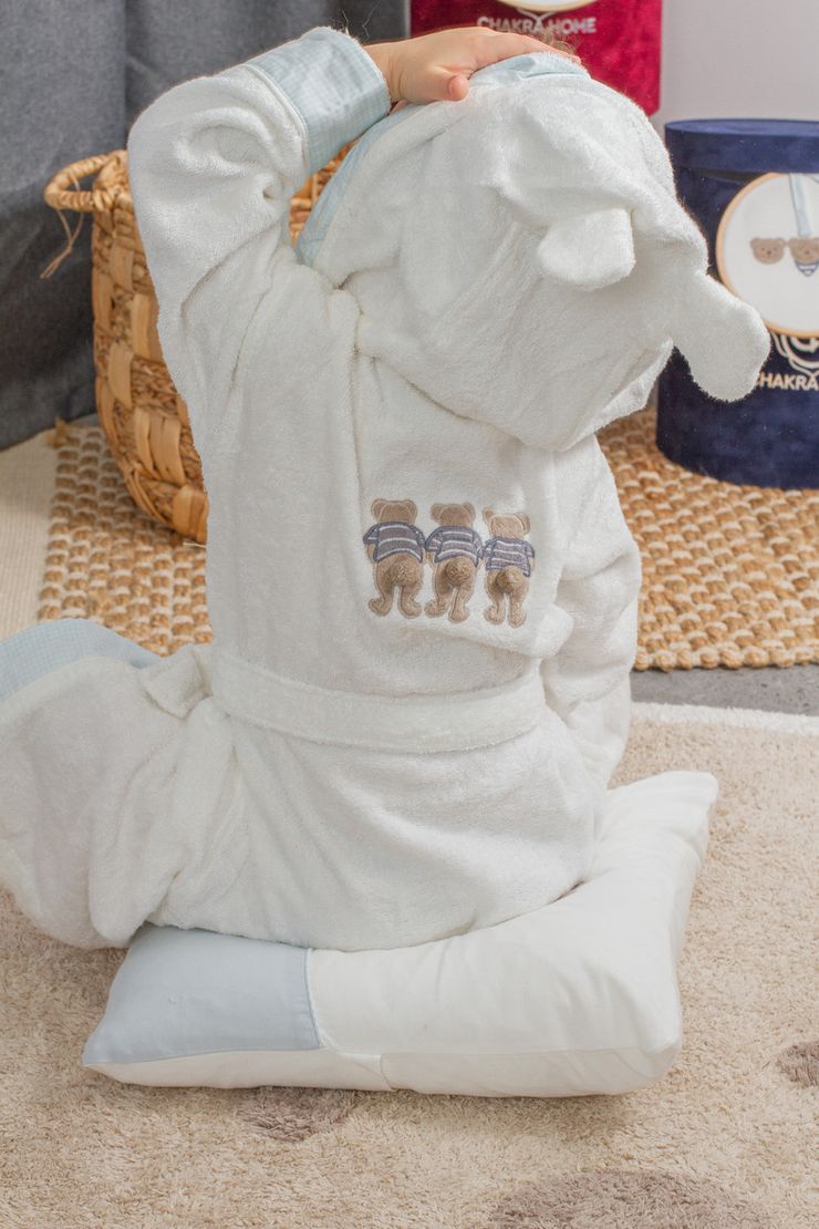 Дитячий халат Bear3 c 3D аплікацією Ведмедики для хлопчика 3-4 роки