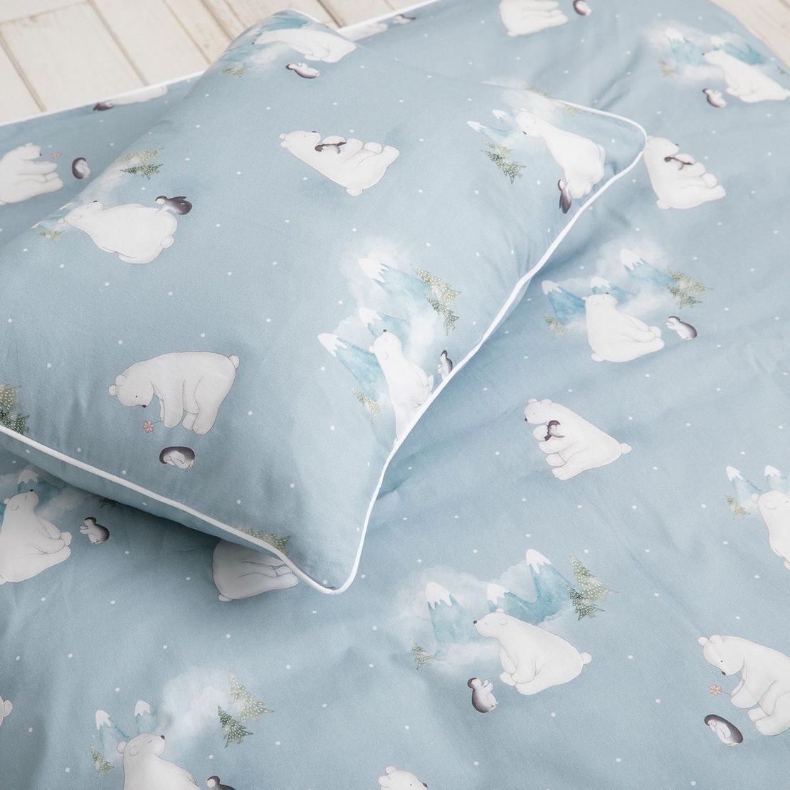 Детский комплект постельного белья 100*150 Polar Bear голубой