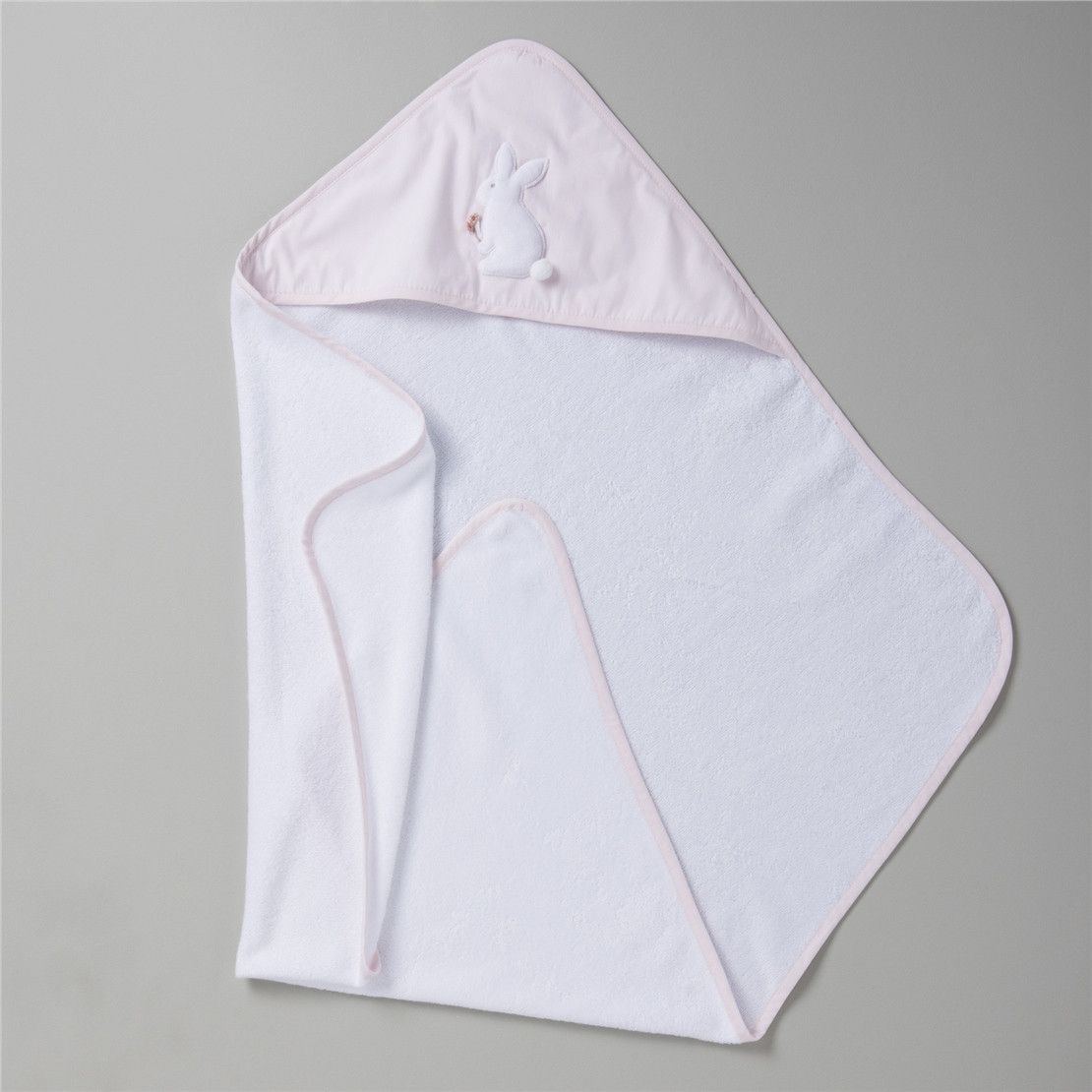 Полотенце - углок для новорожденных ROSA 129*97 белое с розовым