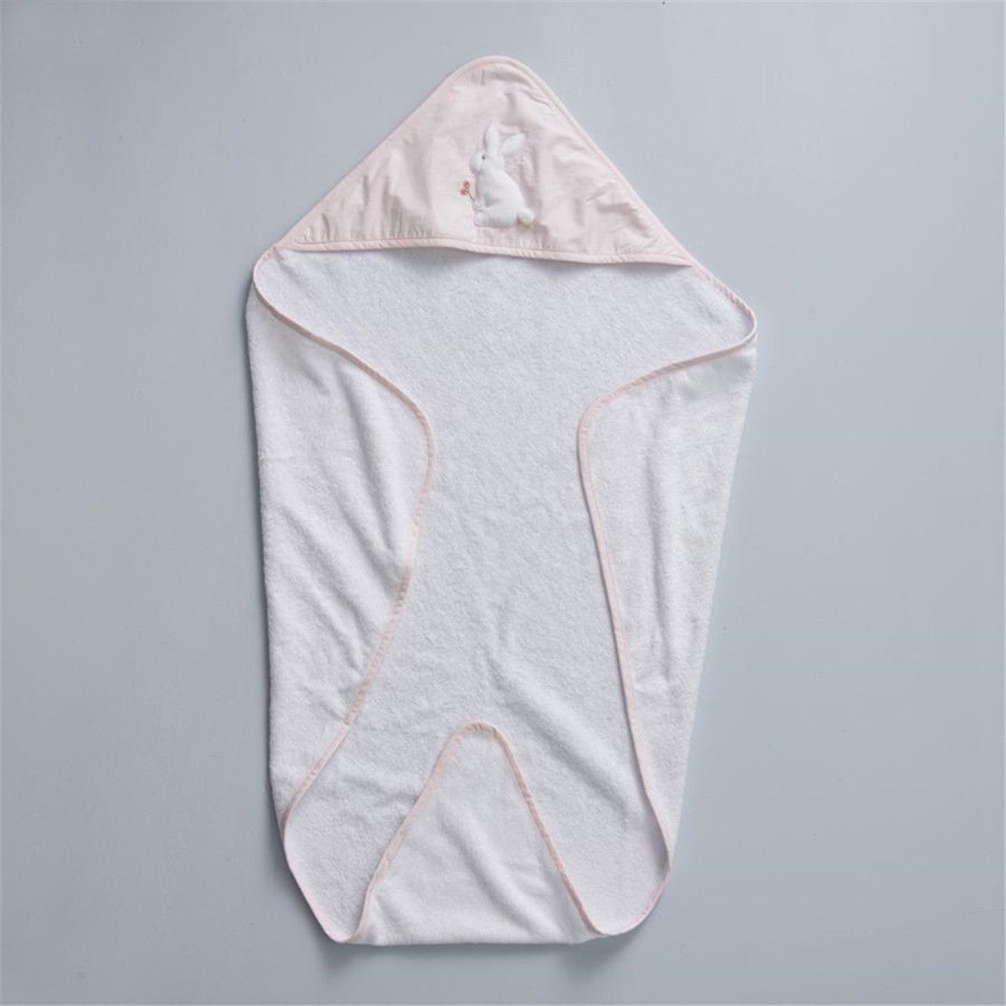 Полотенце - углок для новорожденных ROSA 129*97 белое с розовым