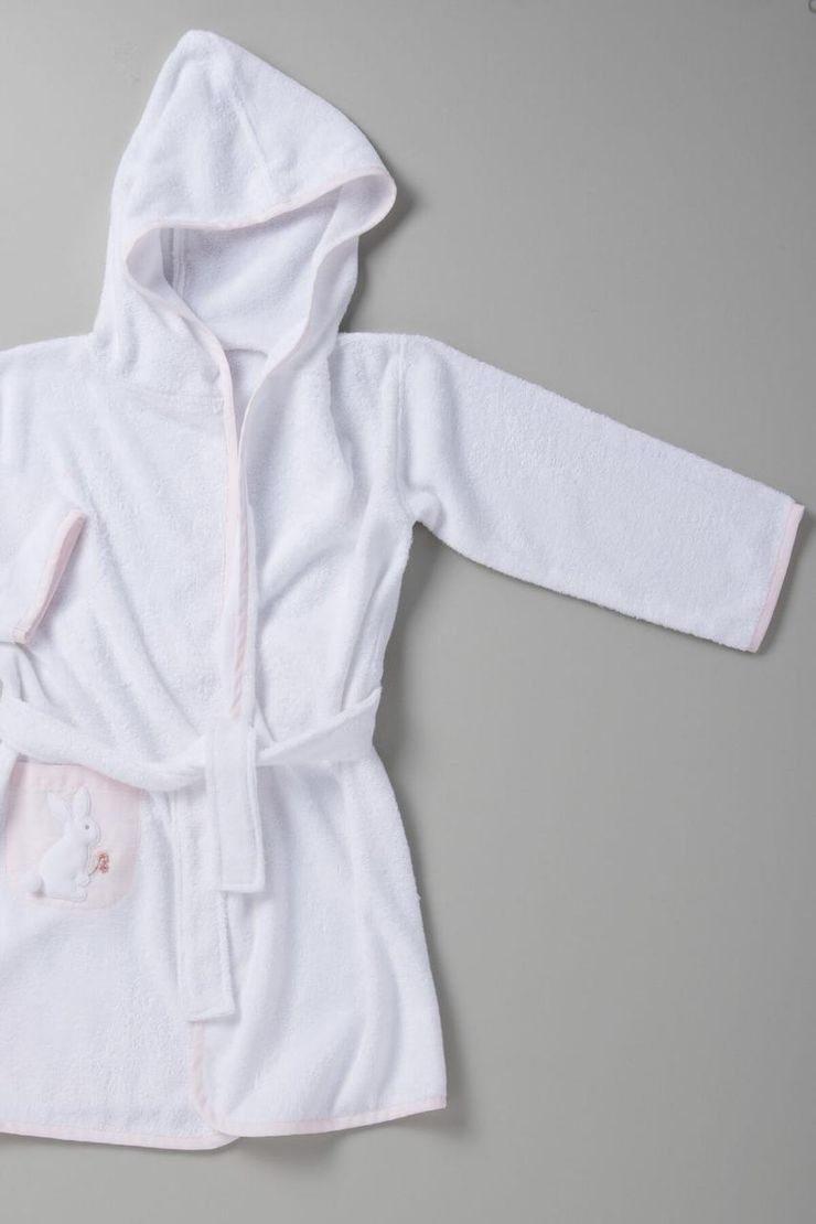 Дитячий халат для дівчинки Rosa, c 3D Кроликом і ручною вишивкою, білий