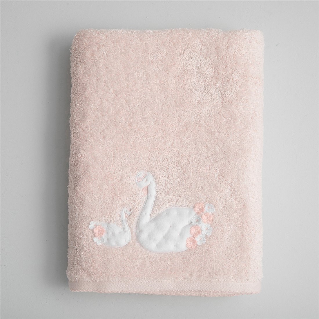 Детское банное полотенце Swan 70*130 с аппликацией лебедь