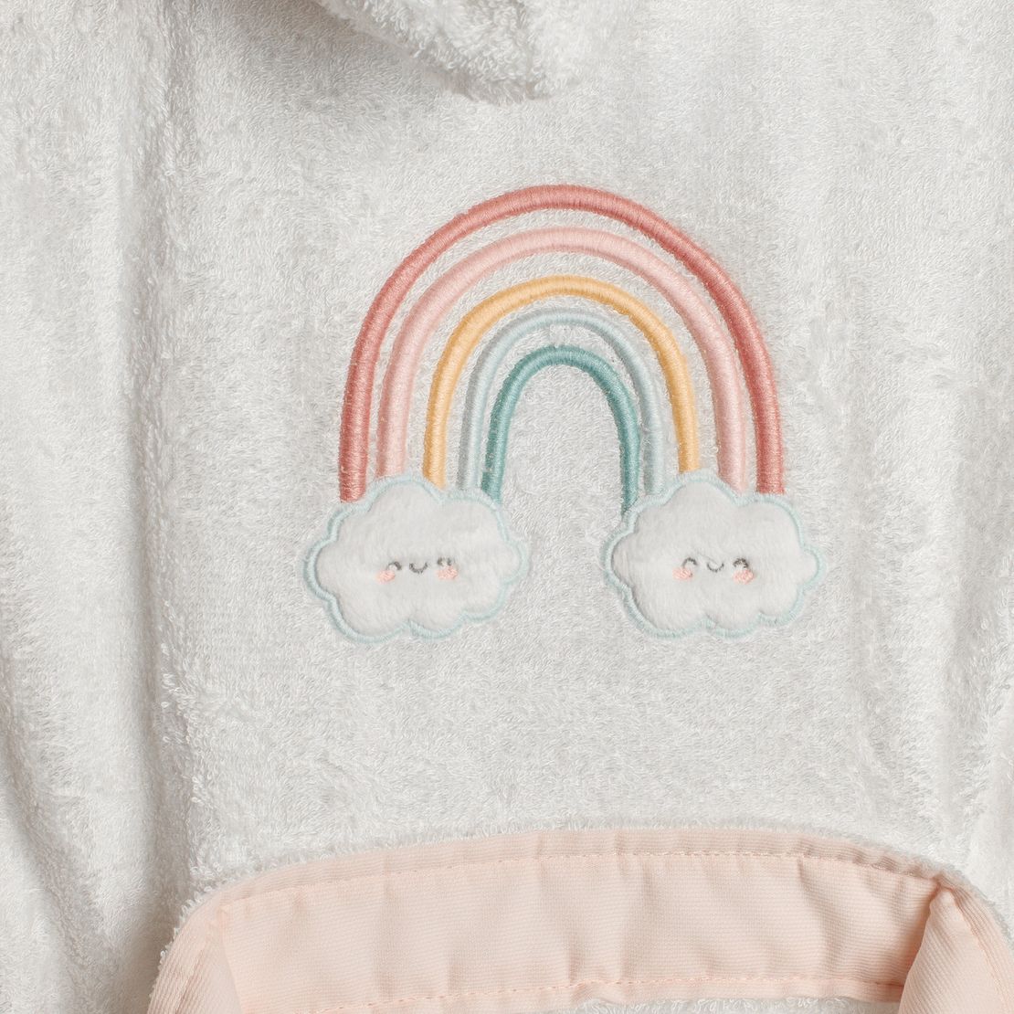 Дитячий банний халат Rainbow, для дівчинки з аплікацією Веселка єдинорога, білий
