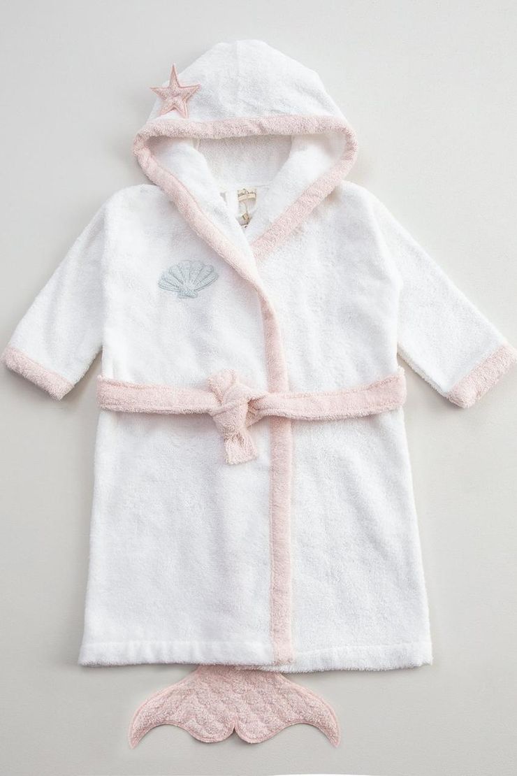 Детский халат Mermaid бело-розовый от 1 до 4 лет