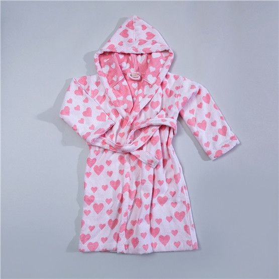 Дитячий халат Heart 3-4 роки біло-рожевий