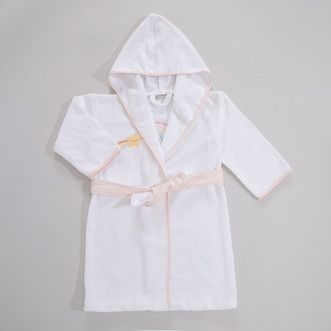 Детский махровый халат Rainbow, для девочки с аппликацией Радуга единорога 3-4 года, белый