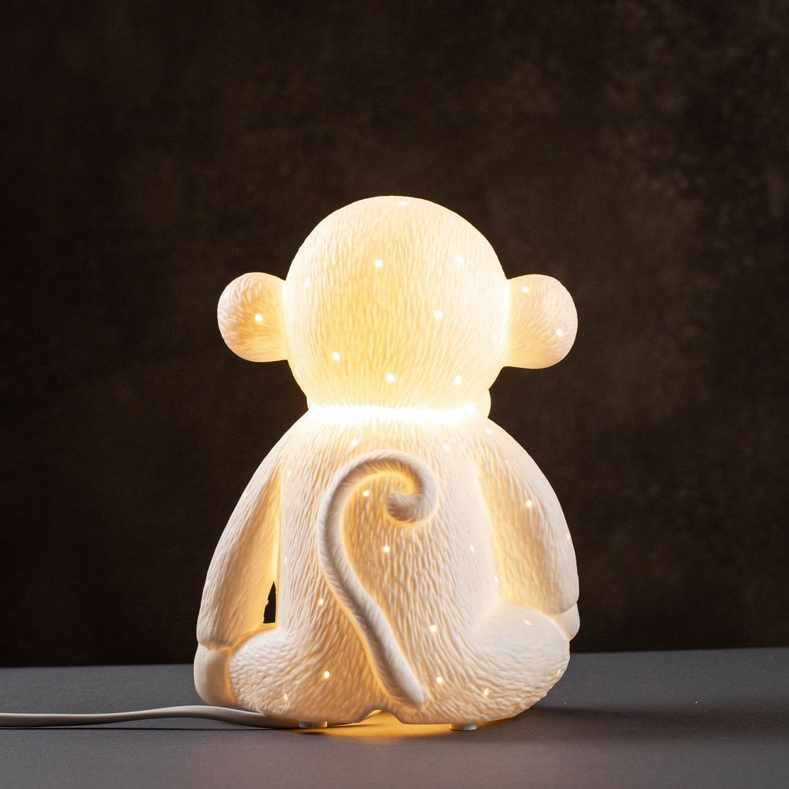 Настільна порцелянова лампа-нічник "Мавпочка", ручна робота, з регулюванням кольору освітлення - 16 кольорів!