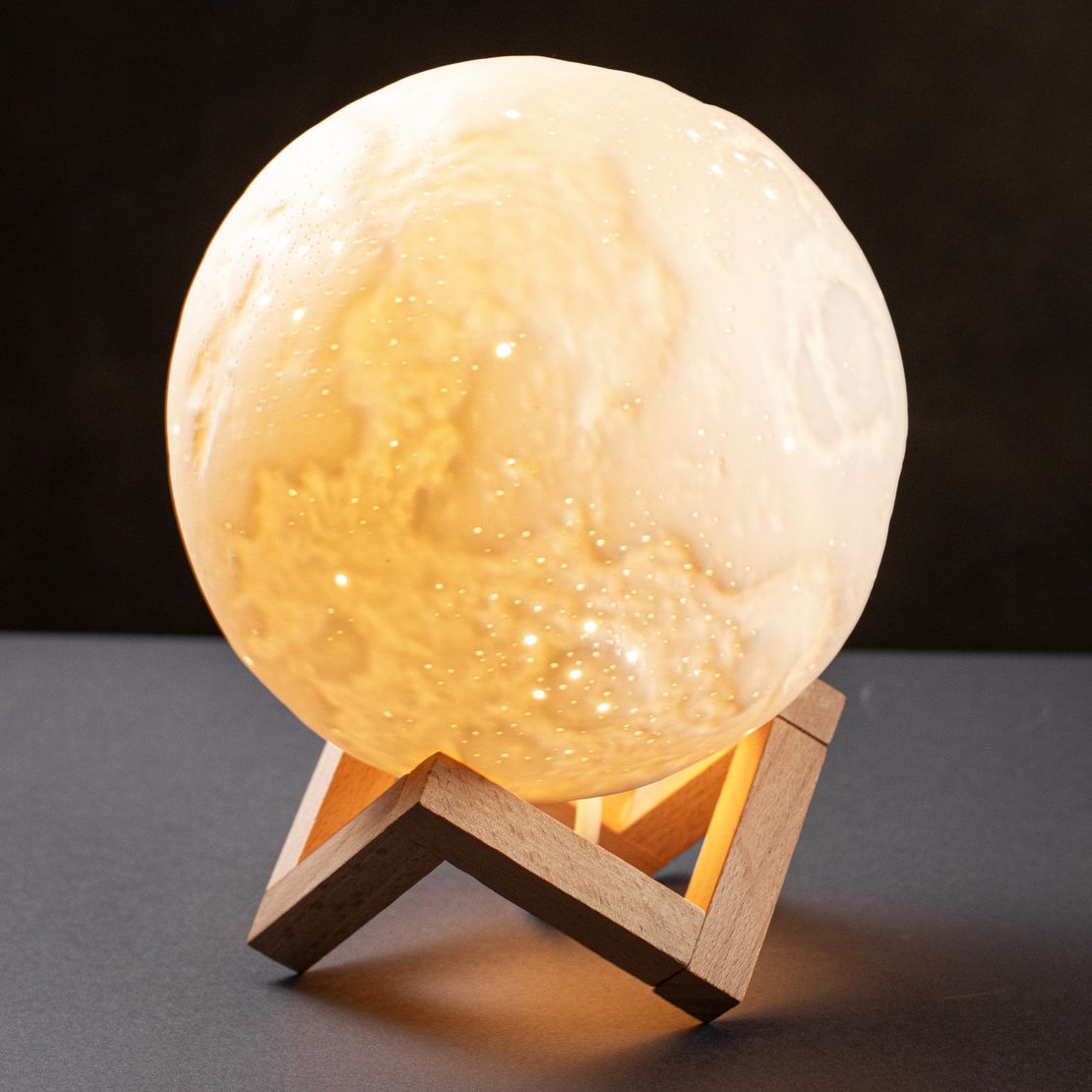 Настільна порцелянова лампа-нічник "Місячна куля", ручна робота, з регулюванням кольору освітлення 16 кольорів!
