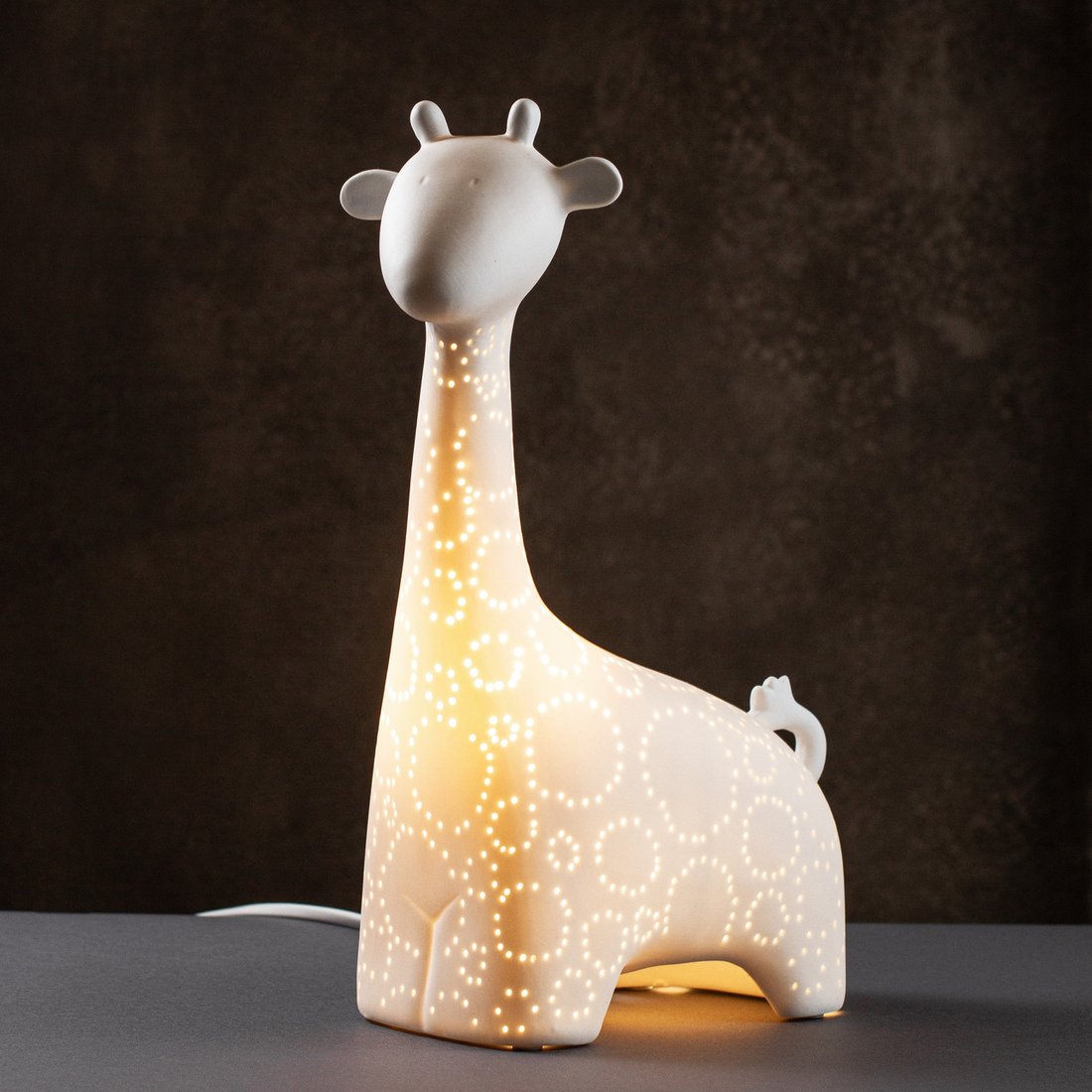 Настольная фарфоровая лампа-ночник "Жираф", ручная работа, с регулировкой цвета освещения 16 цветов!