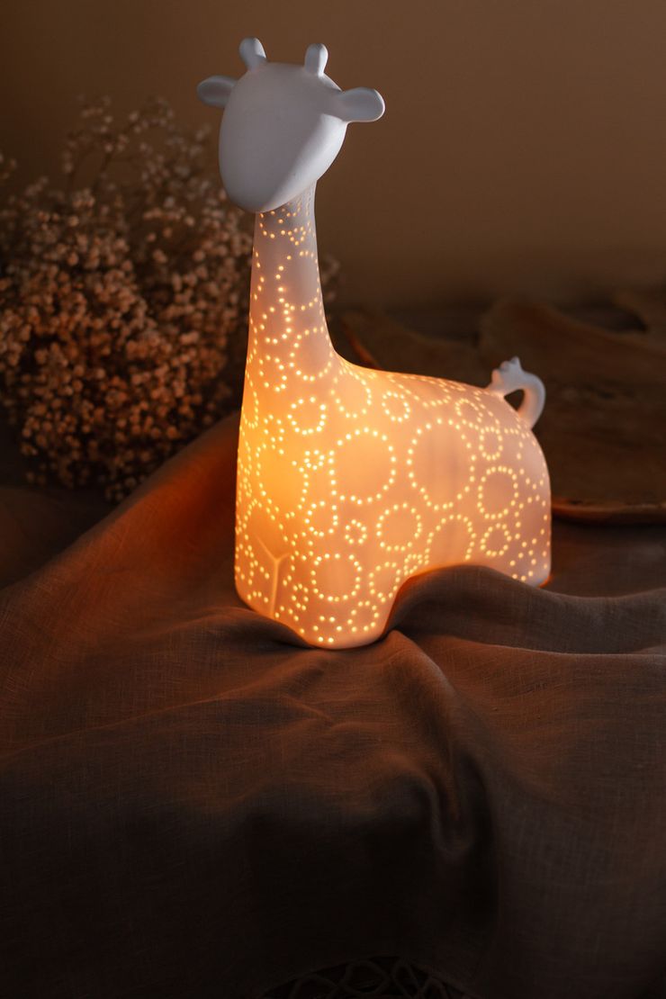 Настільна порцелянова лампа-нічник "Жираф", ручна робота, з регулюванням кольору освітлення 16 кольорів!