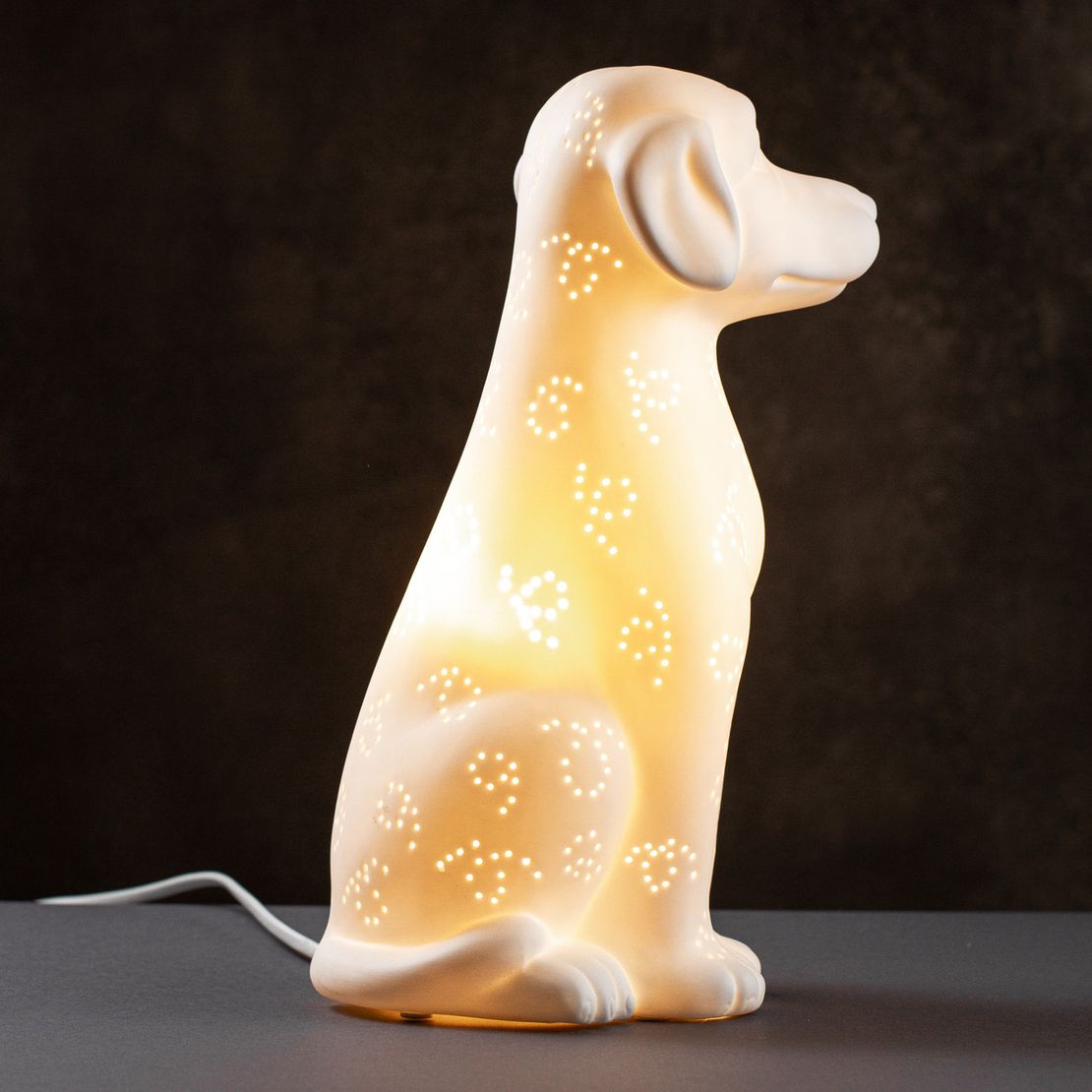 Настільна порцелянова лампа-нічник "Собака", ручна робота, з регулюванням кольору освітлення 16 кольорів!